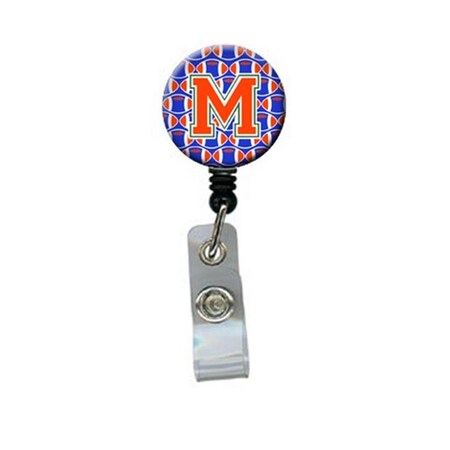 Carolines Treasures Letter M Football Green, Blue and Orange Retractable Badge Reel CJ1083-MBR
